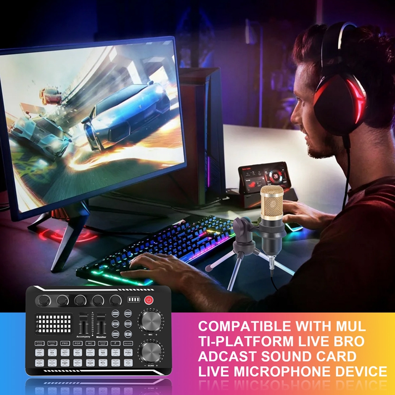 F998 Sound Card Kit,BM-800 Mic - Pc Gaming Kit ulasan dan harga