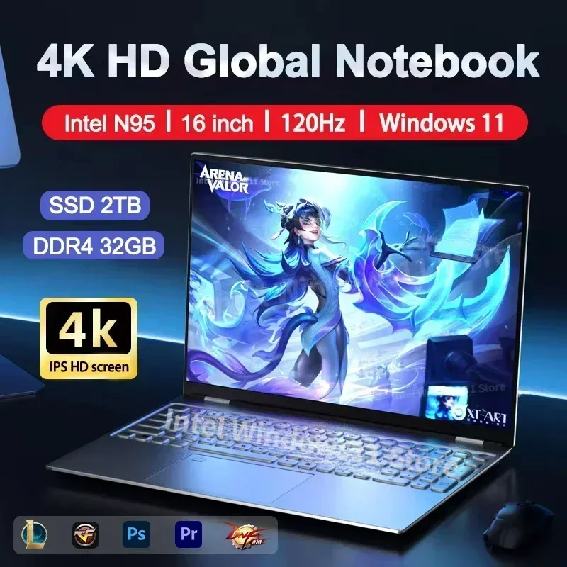 NEW  Laptop Intel N95 4K HD 12 - Pc Gaming Notebook ulasan dan harga